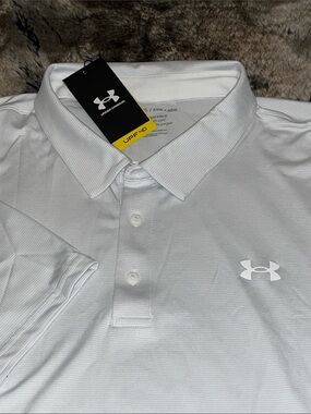 Under Armour Golf Shirt Mens 4XL UA Playoff 3.0 Polo white gray stripe UV 40 $70